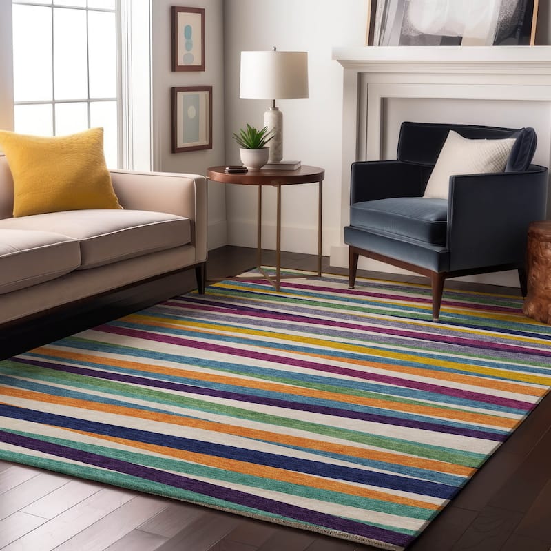 Premium Washable Super Soft Modern Stripes Mayfield Rug - White - 5' x 7'6"