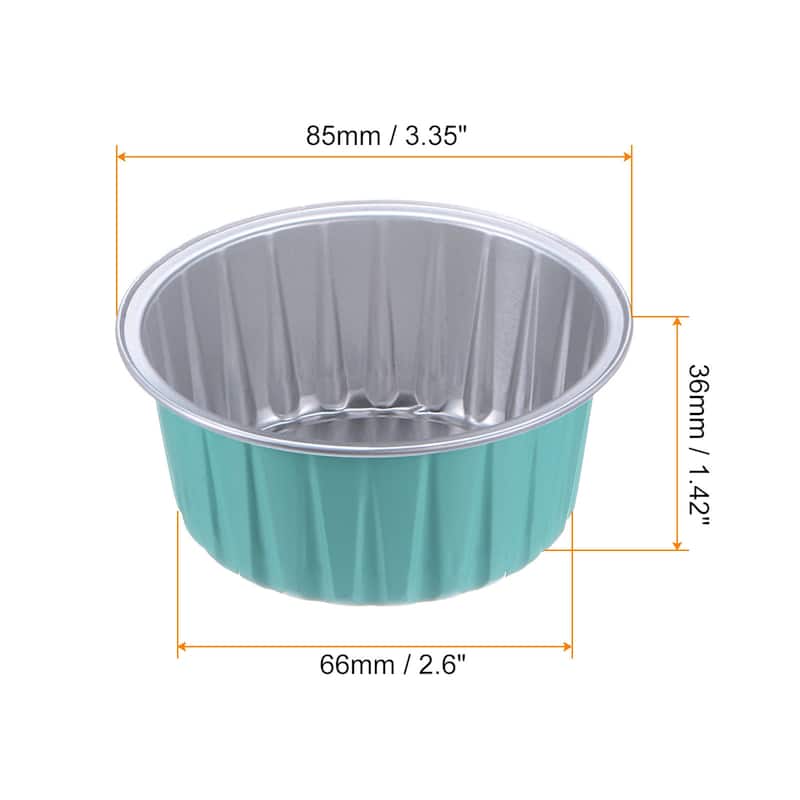 Cupcake Cups, 50pcs 66x36x85mm Aluminum Foil Standard Cupcake Liners - Light Blue/Silver
