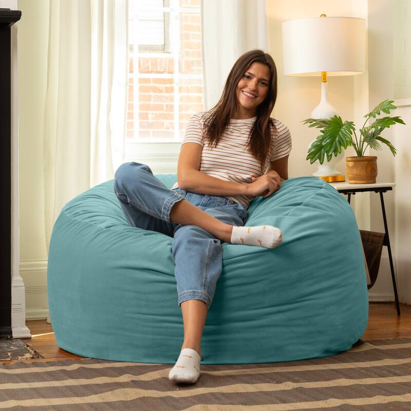 Jaxx Saxx 4ft - Large Round Bean Bag for Adults - Lush Velvet