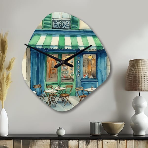 Designart - Croissant and Cafe In Paris - France Large Wall Clocks ...