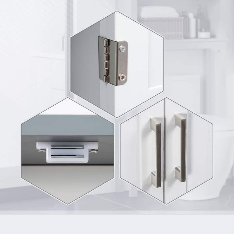 Grey Vertical Bathroom Cabinet Over The Toilet with Adjustable Shelf and Classic Doors - 25.25" W x 8.75" D x 65" H