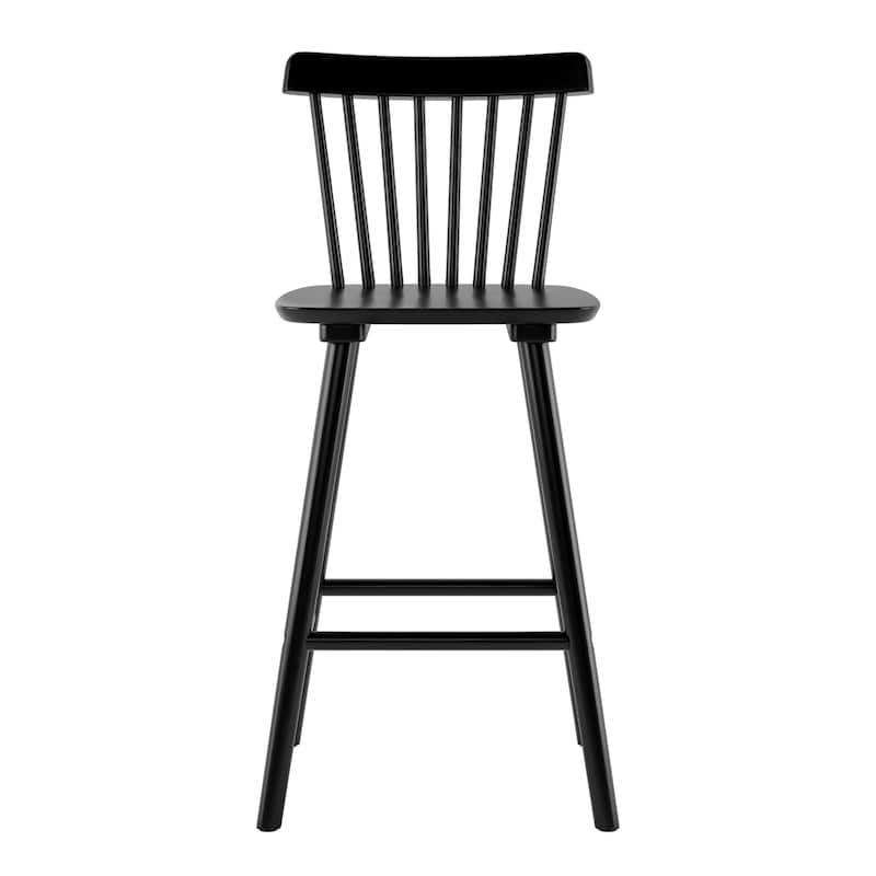 26 in. Modern Wooden Bar Stools with Slat Back Windsor-Style Solid Wood Counter Stools - 17.7 in. W x 17.7 in. D x 38.5 in. H