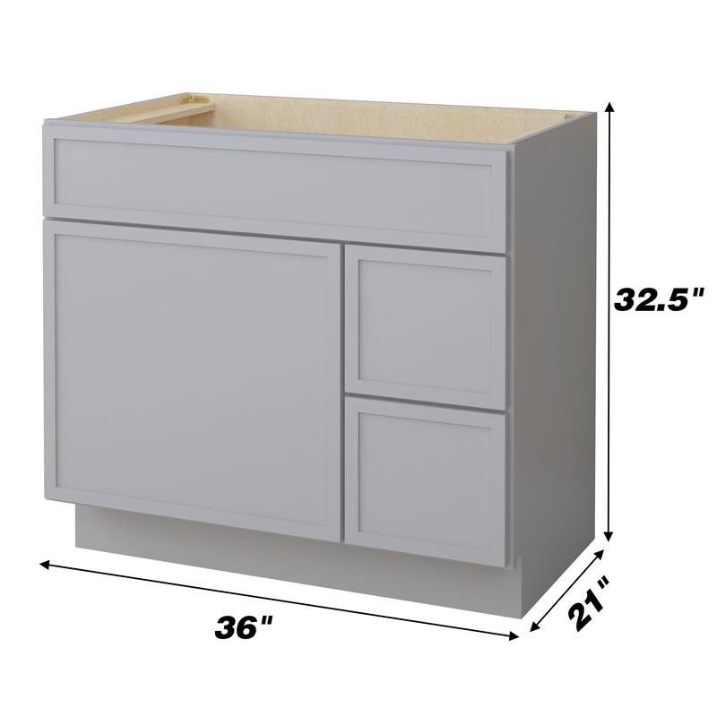 Vanity Art 36" Freestanding Single Base 2 Drawers Storage Cabinet with Soft Close Door