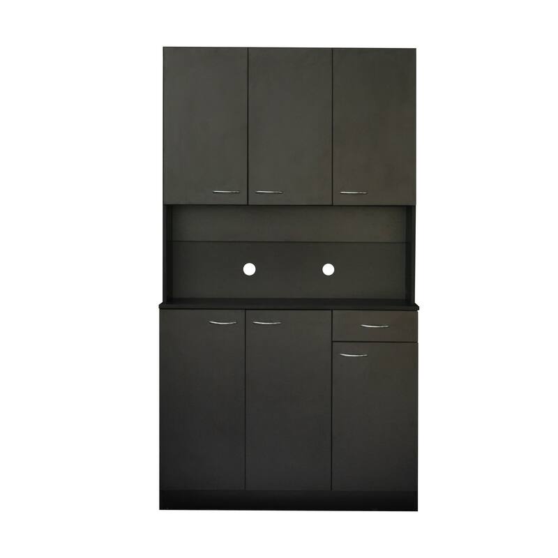 Roomfitters 70.87" Tall Kitchen Pantry Cabinet, Freestanding Buffet with 6 Doors, Drawer & Open Shelf