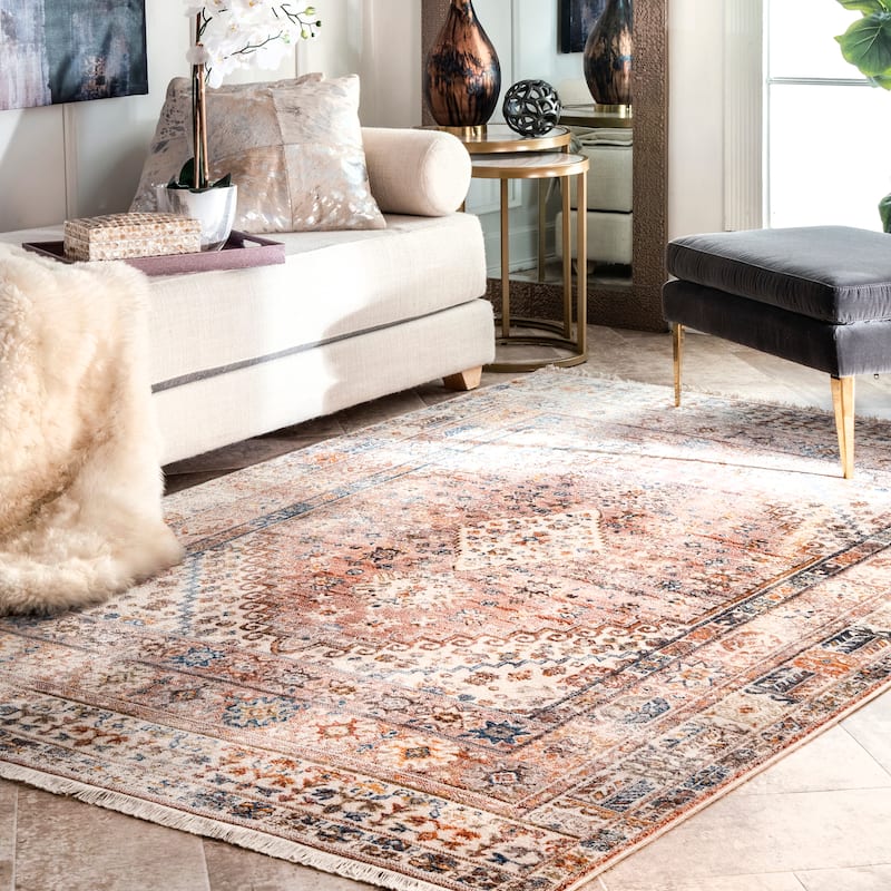 Nuloom Farley Medallion Fringe Area Rug - 2' x 3' - Khaki - Runner