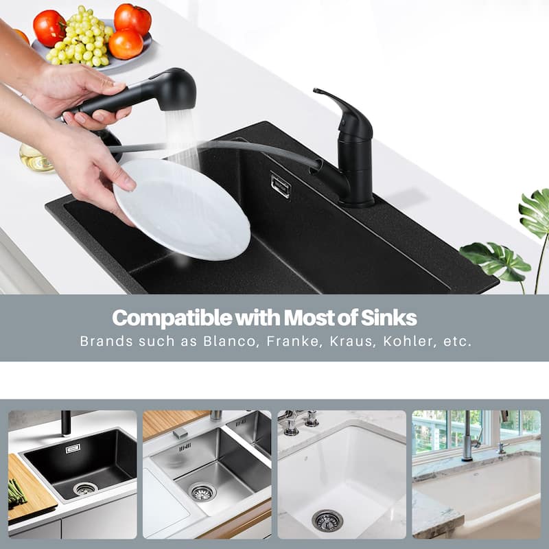 WOWOW Modern Single Handle Pull Down Kitchen Faucet