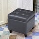 preview thumbnail 13 of 16, Adeco Bonded Leather Square Storage Ottoman Grey