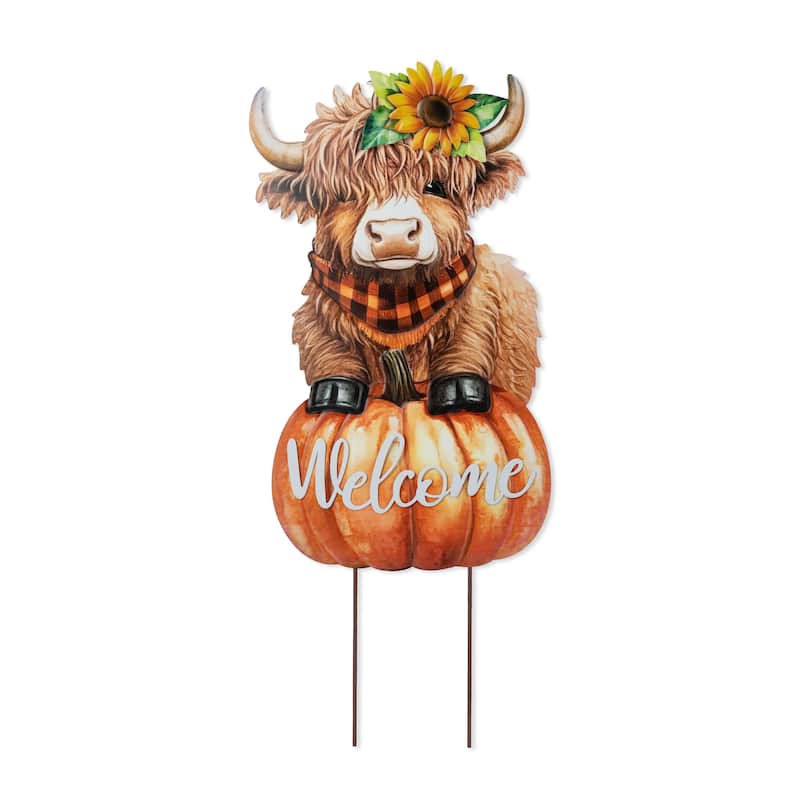 Glitzhome Fall Harvest Metal Yard Stake Hanging Decor for Thanksgiving (2-3 Functions)