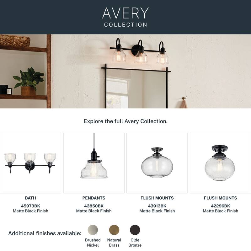 Kichler Lighting Avery 24 in. 3-Light Black Vanity Light