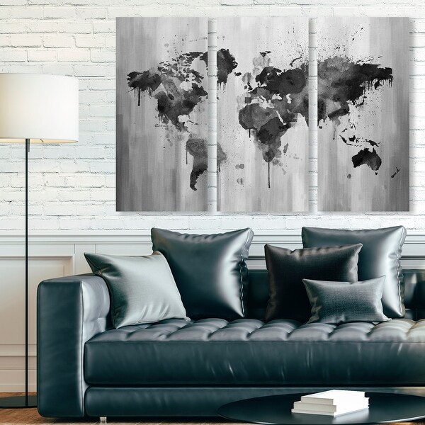 Oliver Gal 'Mapamundi Black and white Triptych' Maps and