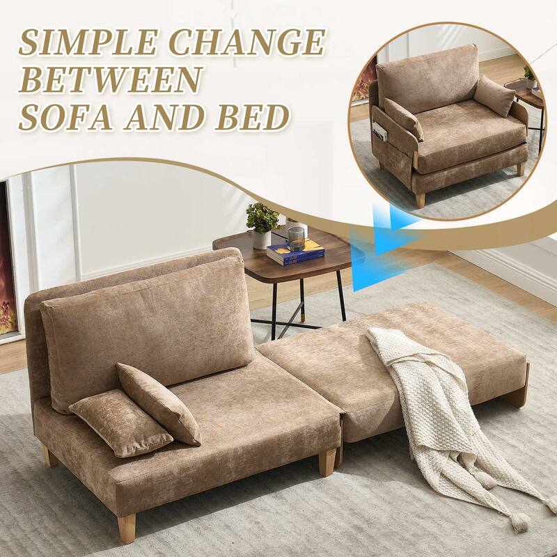 Convertible sofa bed, 3-in-1 convertible with 3 pillows