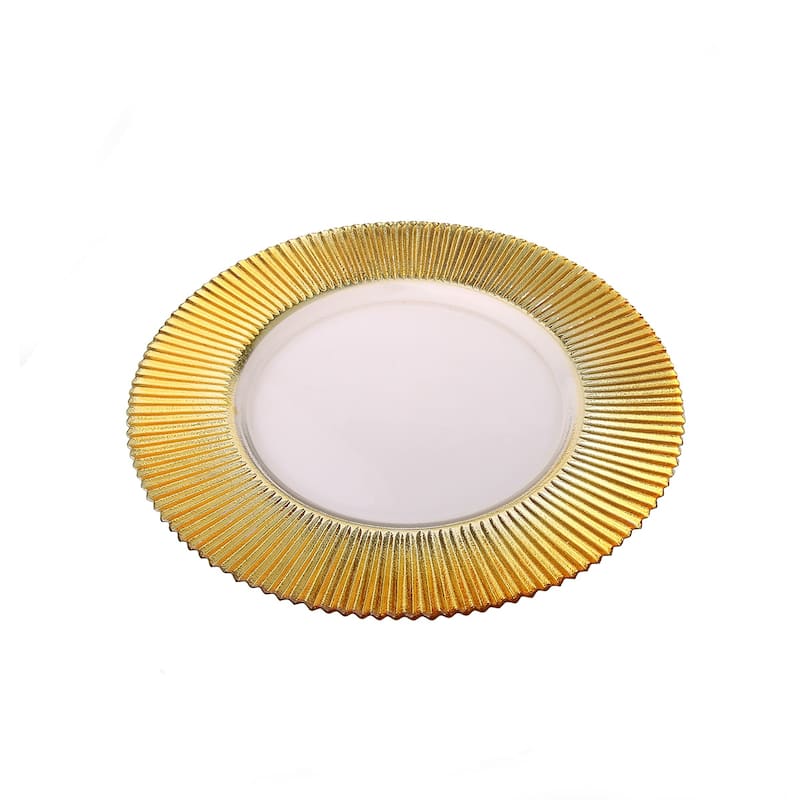 Alice Pazkus Set Of Four 13" Glass Chargers With Gold Border