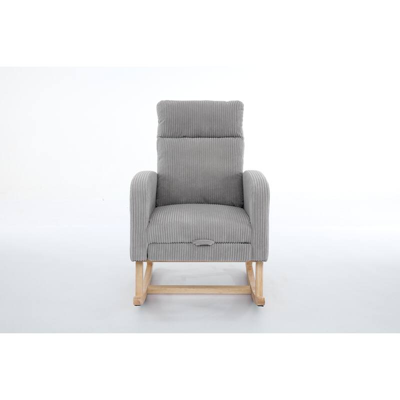Modern Nursery Accent High Back Rocking Chair with Side Pocket