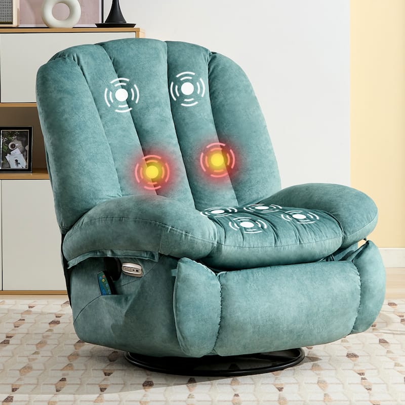 Shell Shape Power Recliner Chair, Chenille Fabric Swivel Rocker Recliner with Bluetooth Speaker