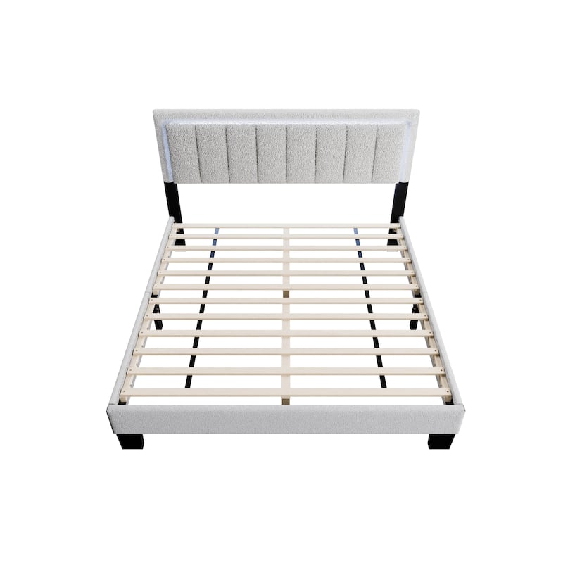 Modern Style 1pc Bed Set Tapered Legs Channel Tufting Headboard Light Gray Finish Bedroom Furniture