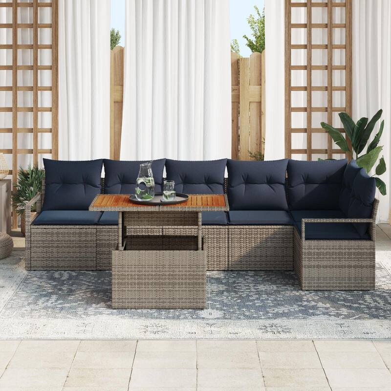 vidaXL 7 Piece Garden Sofa Set with Cushions - 113×48×27.2