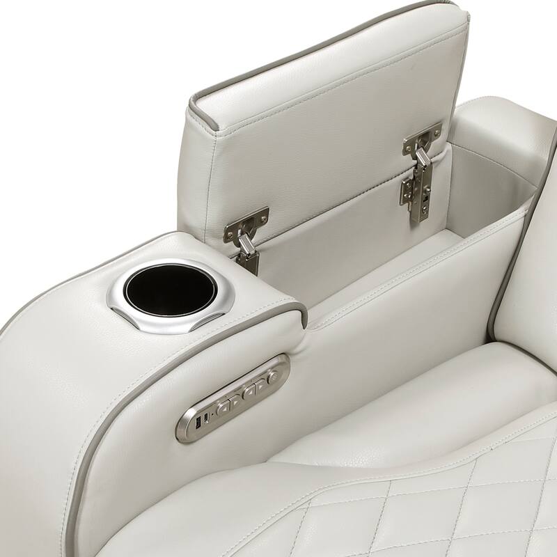 Ezra 37.5" Faux Leather Power Recliner - Power Heatrest, Cup Holders