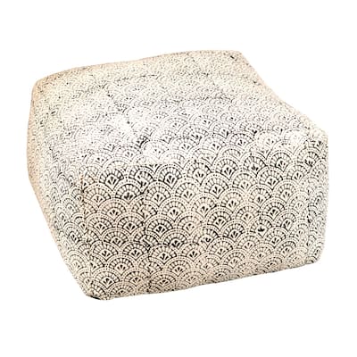 Landry Square Upholstered Floor Pouf Cream