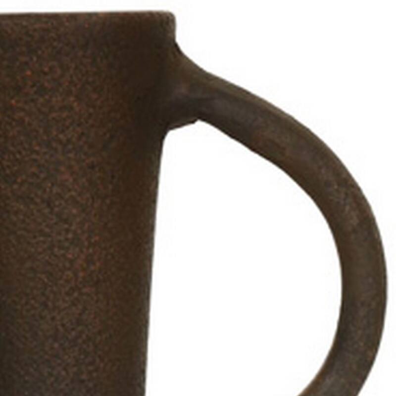 Adea Flower Vase, Antiqued Amphora Shape, Thin Neck Style, Brown Terracotta