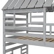preview thumbnail 12 of 22, Twin Over Twin House Bunk Bed with Slide & Trundle, Solid Wood Bunk Bed Frame w/Storage Staircase, Roof & Window for Kids, Teens
