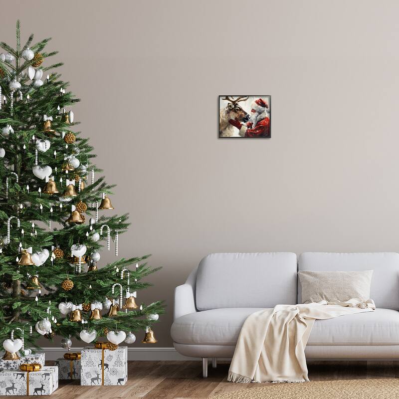 Stupell Traditional Santa & Reindeer Framed Giclee Art Design By Arlington Prints