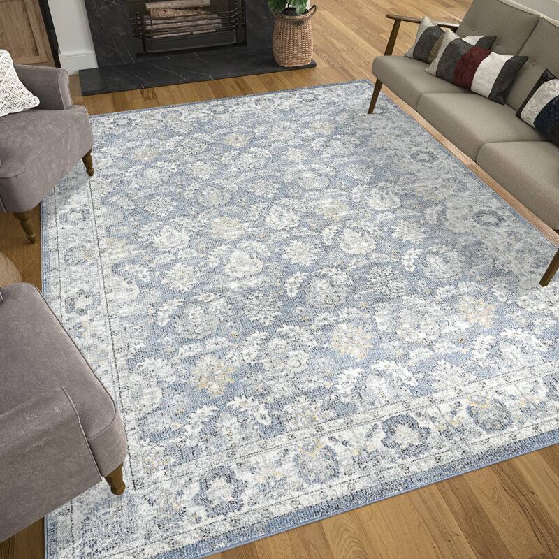 Addalyn Oriental Border Area Rug