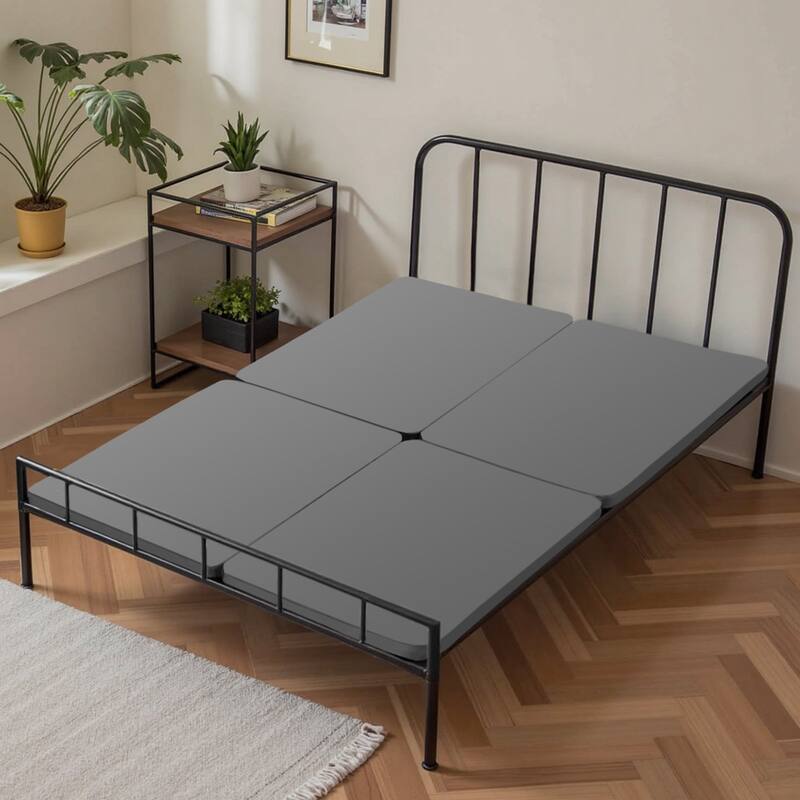 Grey Oxford Fabric Heavy-Duty Wooden Bunkie Board with Modular Design and Breathable Cover
