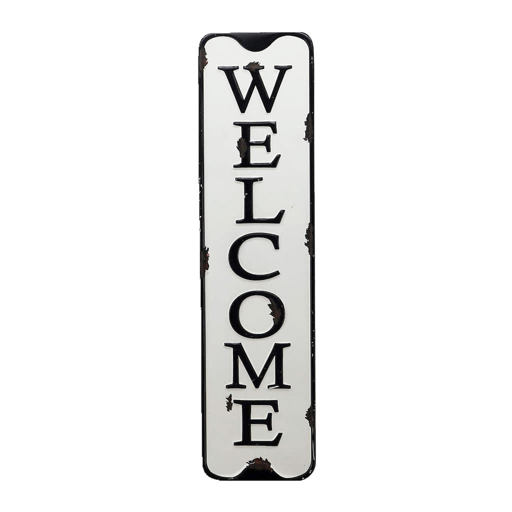 Metal Tin Sign Decor with Welcome Message