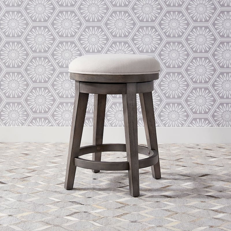 Modern Farmhouse Dusty Charcoal Distressed Console Swivel Stool - Dusty Charcoal