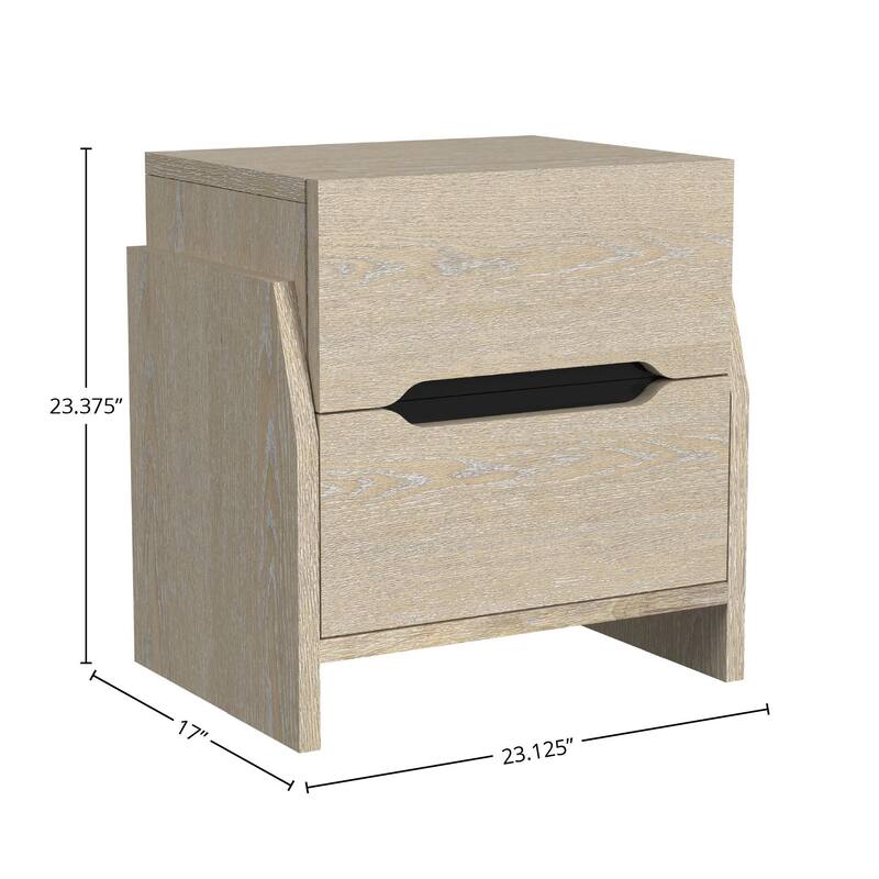 Darby 2- Drawer Solid Wood Nightstand with Power