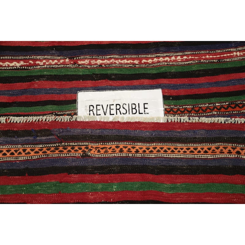 Hand Woven Oriental 100% Wool Carpet Southwestern Tribal Multi-Colored Kilim Area Rug - 10' 3'' X 5' 2''