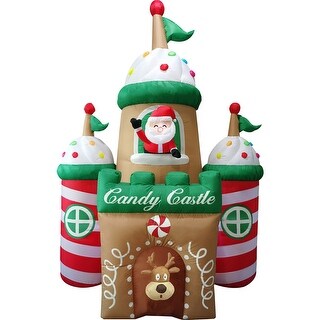 Fraser Hill Farm 10-Ft. Tall Prelit Santa's Candy Castle Inflatable ...