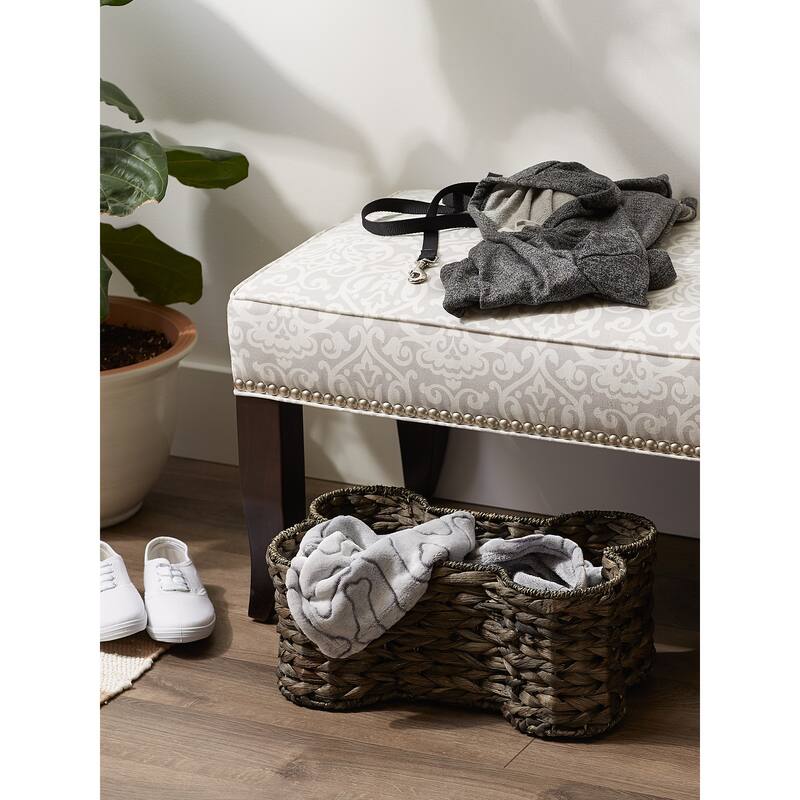 Bone Dry White Wash Hyacinth Bone Pet Basket Large 24x15x9