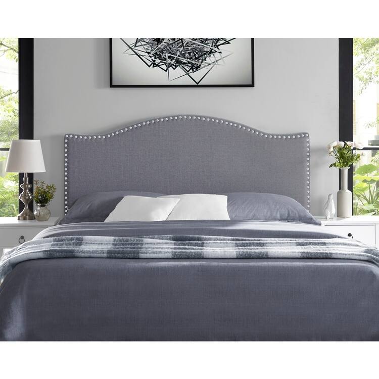 Upholstered Headboard with Nailhead Trim Height Adjustable Headboard Modern Head Board Fabric Headboard