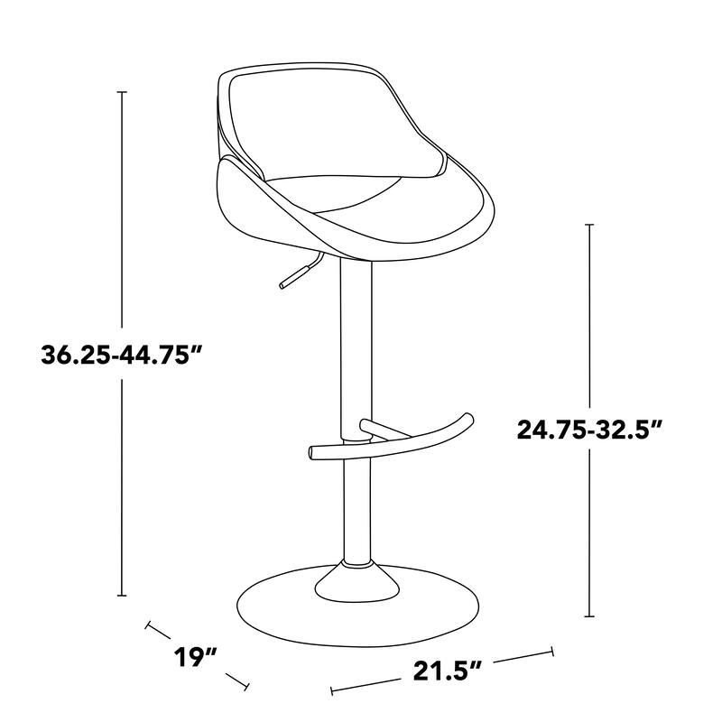 Silver Orchid Svellingen Adjustable Bar Stool with Rounded T Footrest - Set of 2