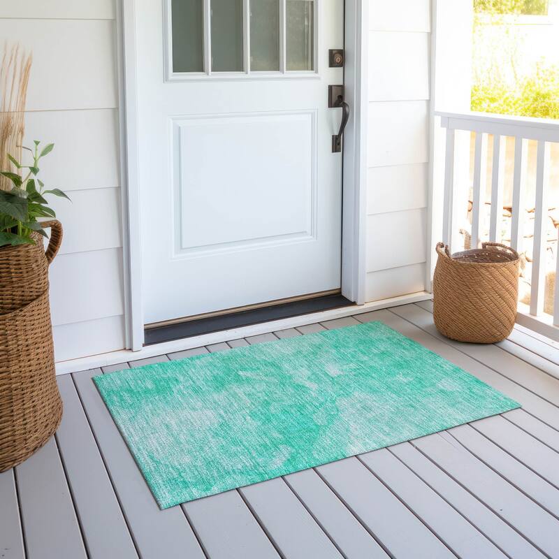 Machine Washable Indoor/ Outdoor Chantille Abstract Watercolor Rug