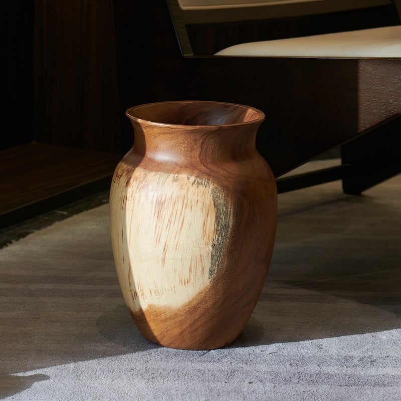 Natural Grain Suar Wood Decorative Vase