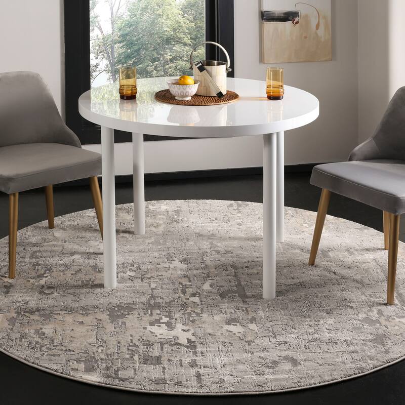 SAFAVIEH Meadow Heidegret Modern Abstract Rug - 3' Round - Grey