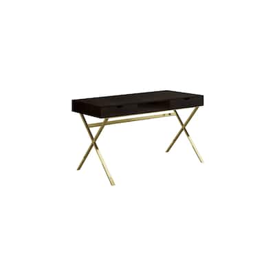 Modern Computer Desk with Storage - Dark Brown Espresso Finish, Rectangular Writing Table, 47" L
