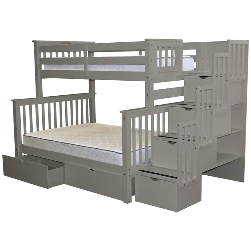 Taylor & Olive Trillium Twin over Full Stairway Bunk Bed, 2 Drawers