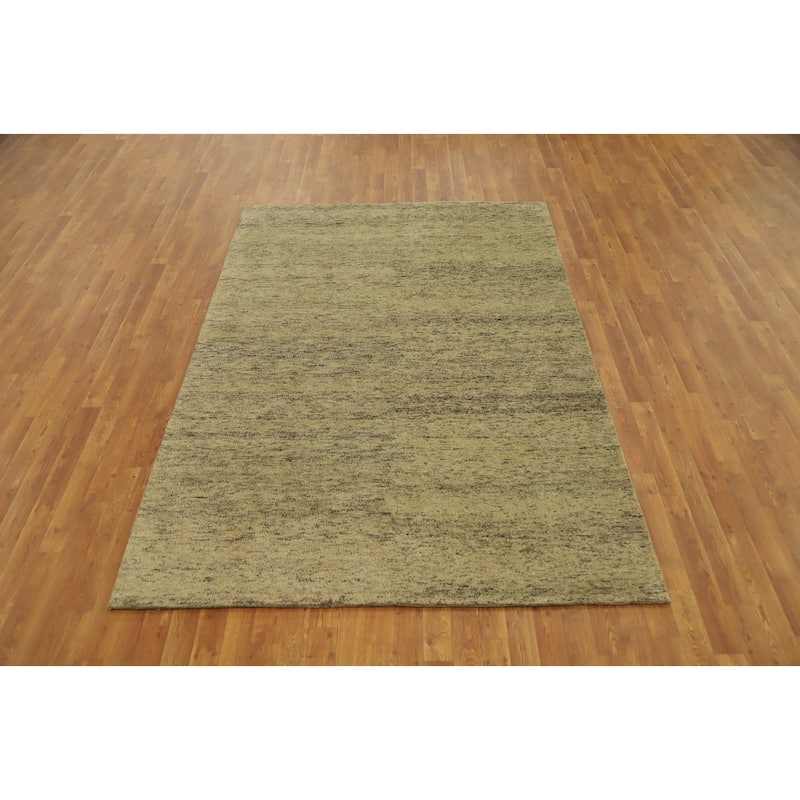 Hand Knotted Oriental 100% Wool Carpet Modern Modern Beige & Ivories Gabbeh Area Rug - 7' 10'' X 5' 7''
