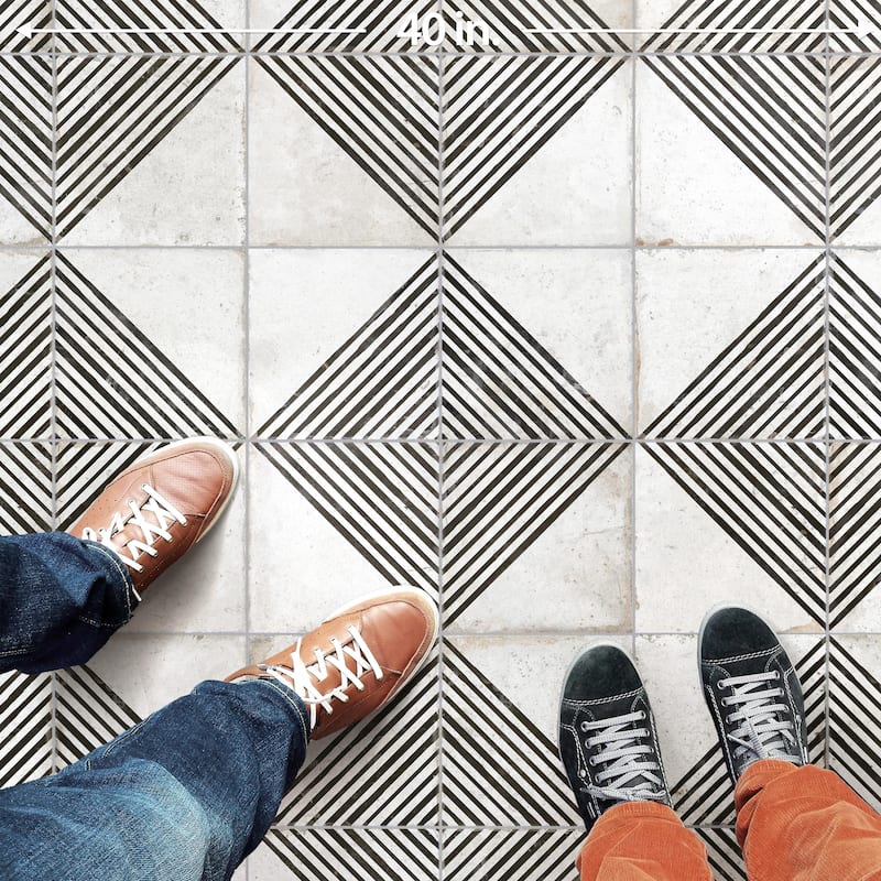 Merola Tile Kings Rombos Nero 17-5/8" x 17-5/8" Ceramic Floor and Wall Tile