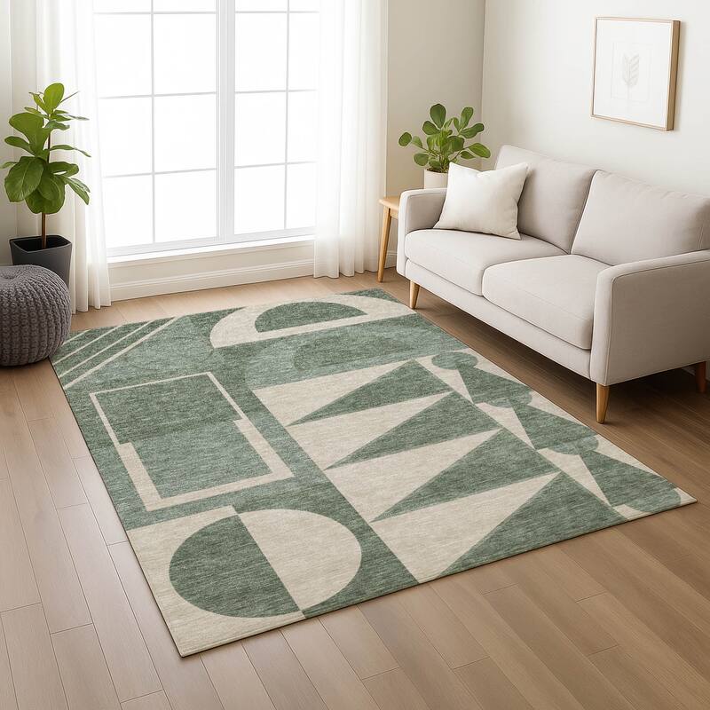 Machine Washable Indoor/ Outdoor Modern Crowley Chantille Rug