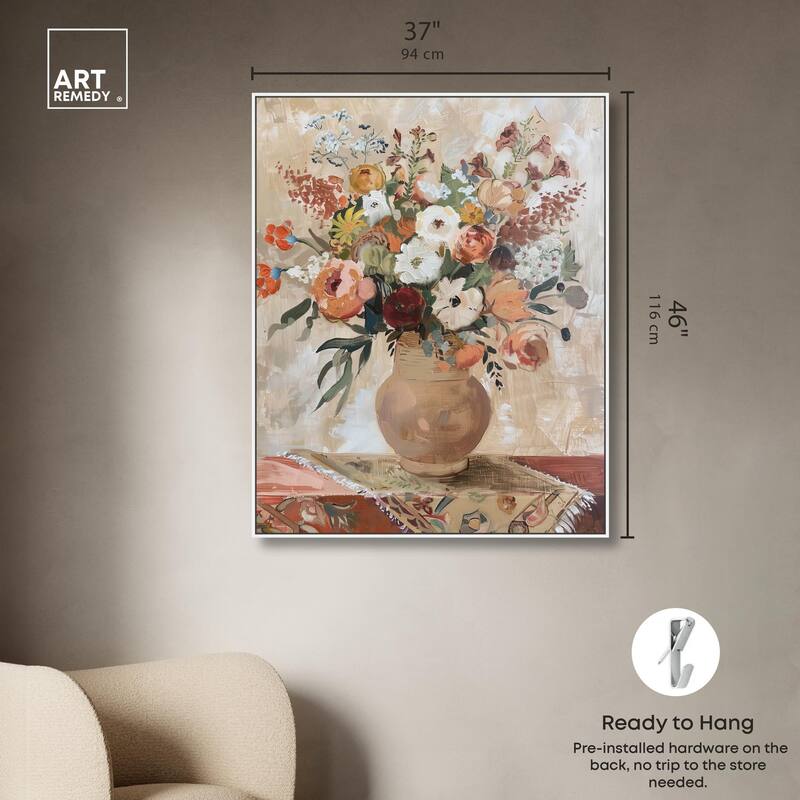 Clay Vase and Flowers Canvas by Art Remedy