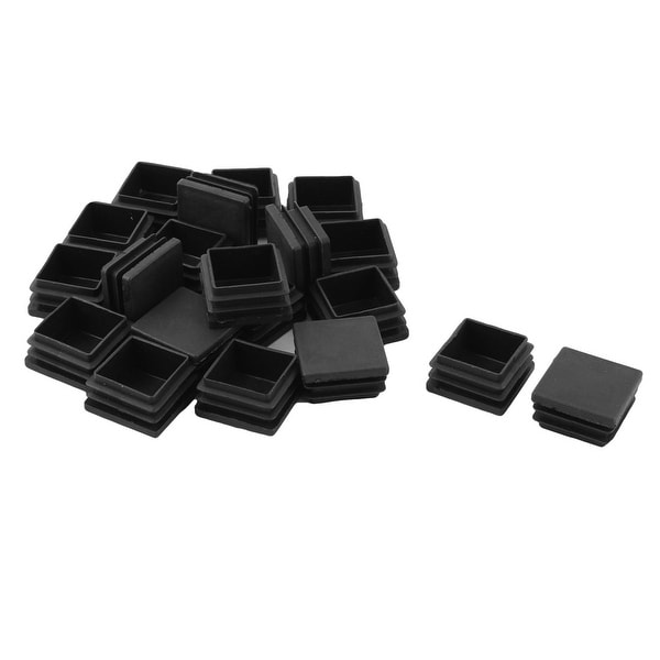 Unique Bargains 20 Pcs Antislip Plastic Square 35mm x 35mm Chair Foot Cover Table Furniture Leg Protector Black