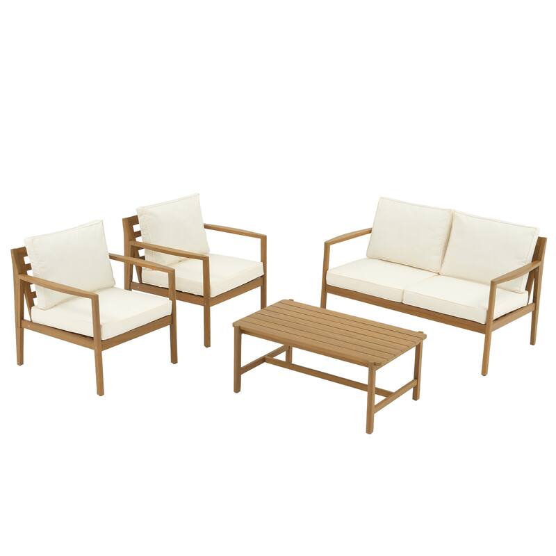 Outdoor 4 Piece Leisure Solid Wooden Chair Set