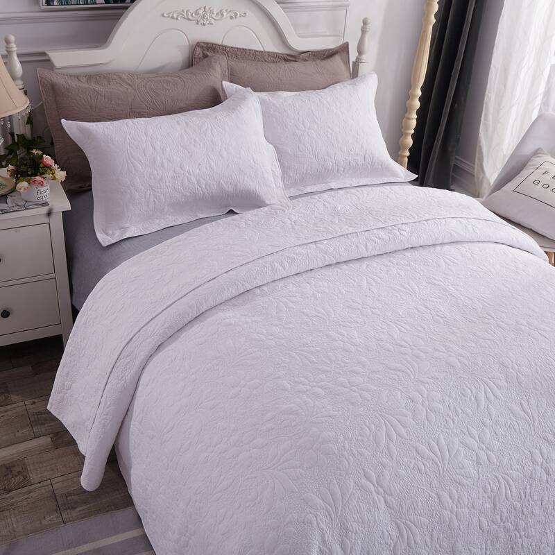 S&S Orchids & Ferns 3 Piece 100% Cotton Quilt Set
