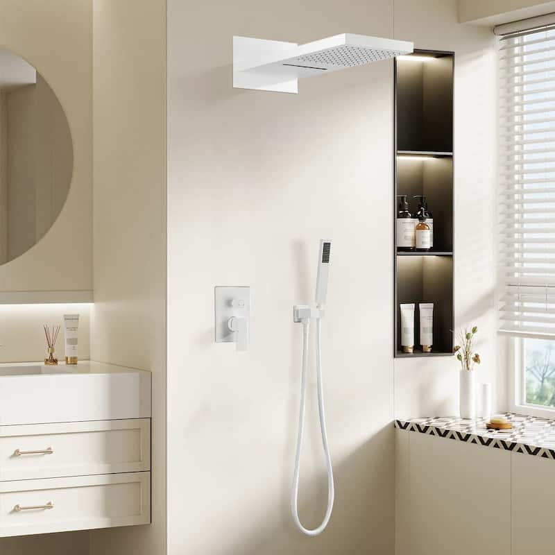 Topcraft wall-mounted rainfall shower system with hand shower