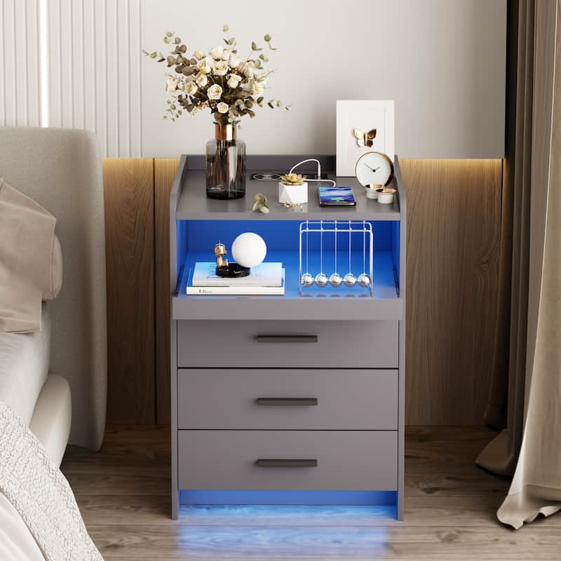 3 Drawer Nightstand With Light