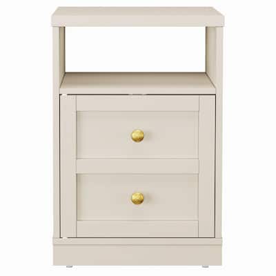 Modern Nightstand with Door & Open Shelf